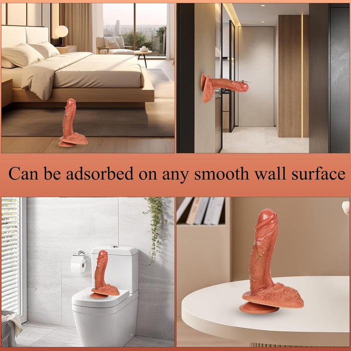 Realistinis dildo iš skysčio silikono su stipria prisitvirtinimo siurbtuku XXL