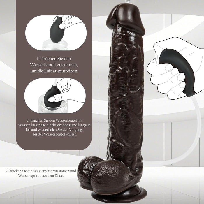 27cm XL Analinis Dildo su Vandens Purškimo Funkcija ir Saugumu