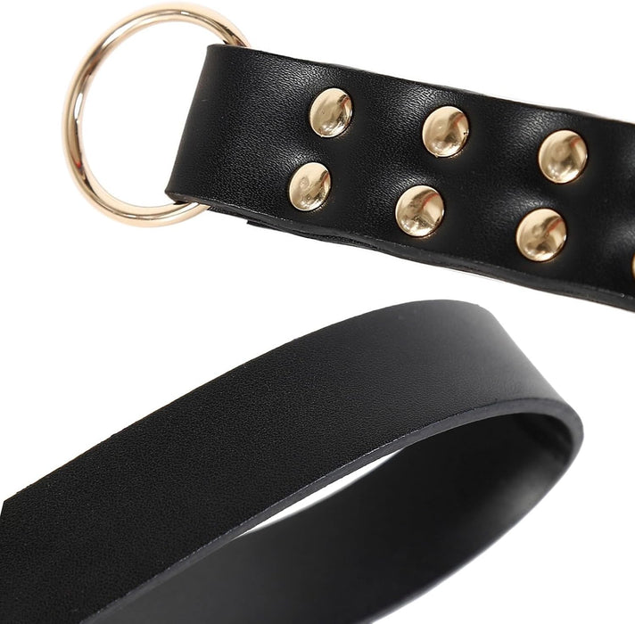 Įvairiapusis BDSM rinkinys su plaktiu, plaktuku, kauke ir rankogaliais