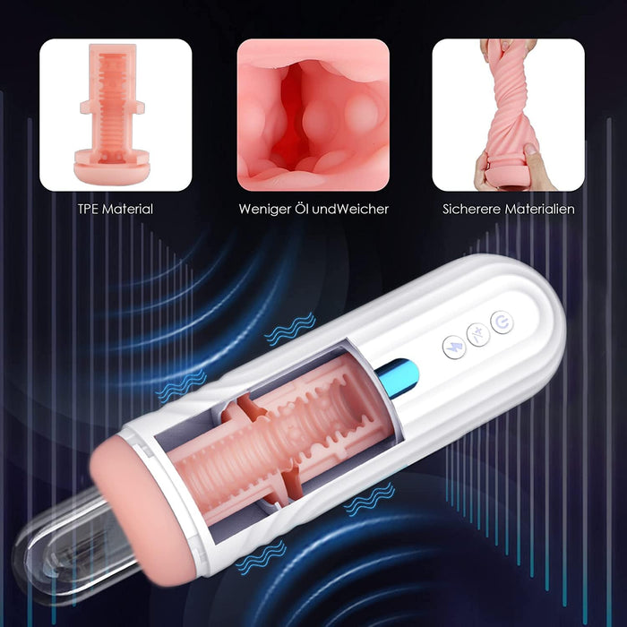 Automatinis Elektrinis Masturbatorius Vyrams su 7 Funkcijų Vibracija ir 3D Silikonu