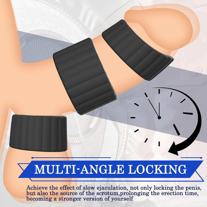 Penis ring set for men with a special 4-in-1 design and silicone material