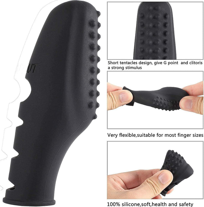 Silikoninis erotinis piršto vibratorius moterims ir poroms su baterijomis