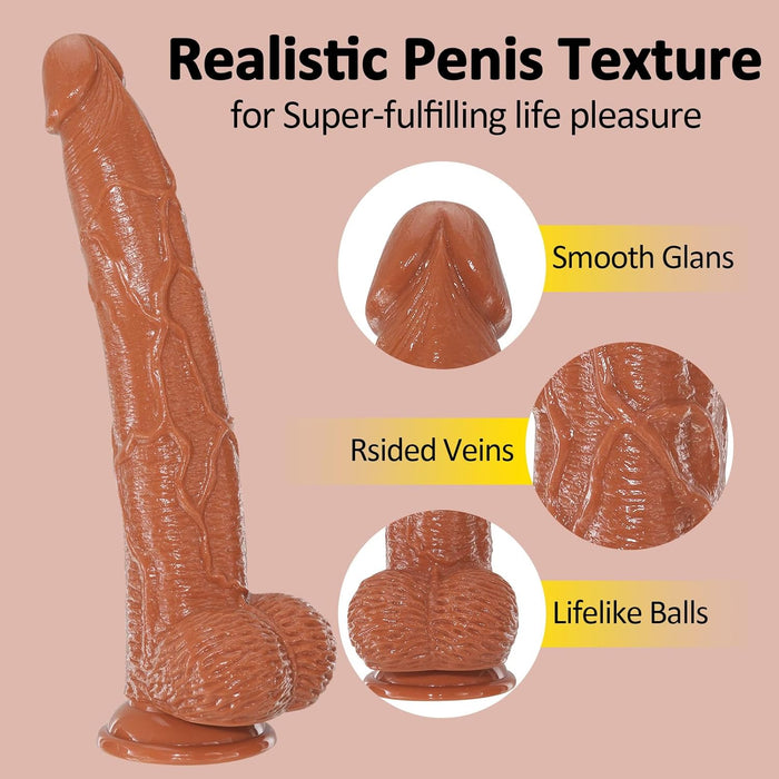 32 cm realistic large dildo with a smaller head and a strong attachment base