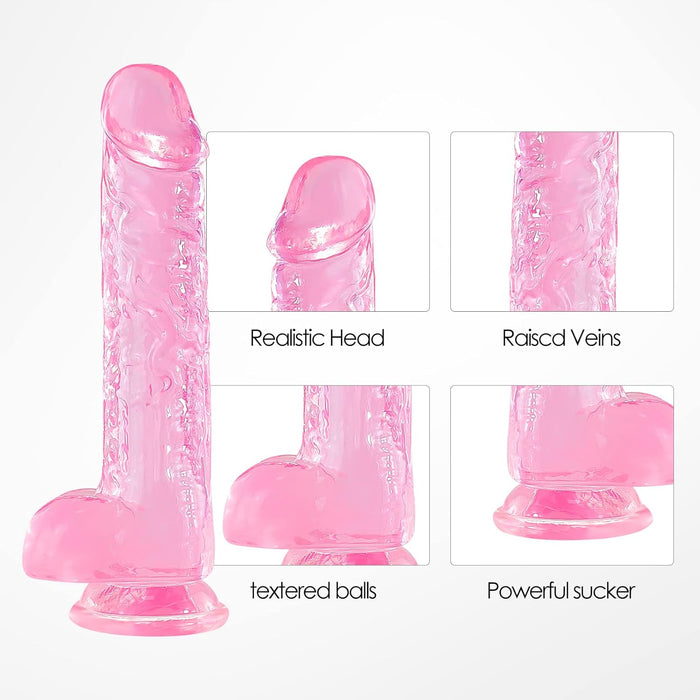 Realistic pink dildo with suction cup – flexible and safe to use