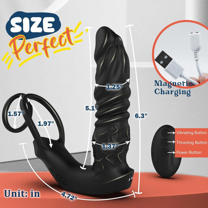 App-controlled anal massager with 9 telescopic and 9 vibration modes, ergonomic prostate stimulation