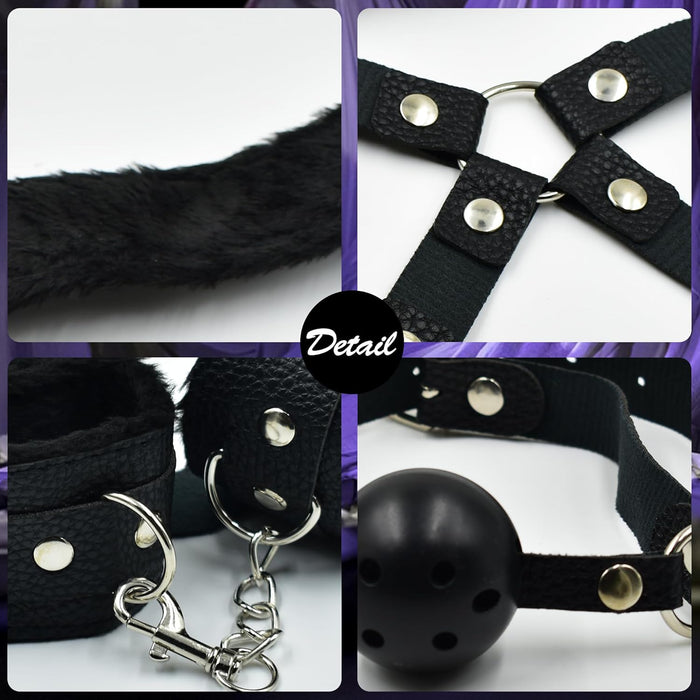 10 dalių BDSM rinkinys pradedantiesiems su reguliuojamais diržais ir antrankiais