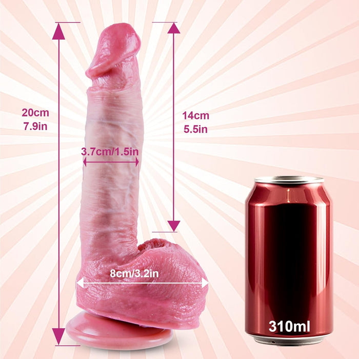 20 cm minkštas realistiškas silikoninis analinis dildo su stipria prisitvirtinimo siurbtuku
