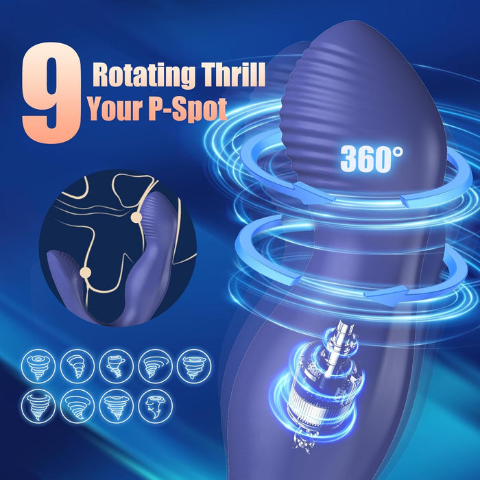 Anal vibrator for men with remote control - 9 vibrations and rotations