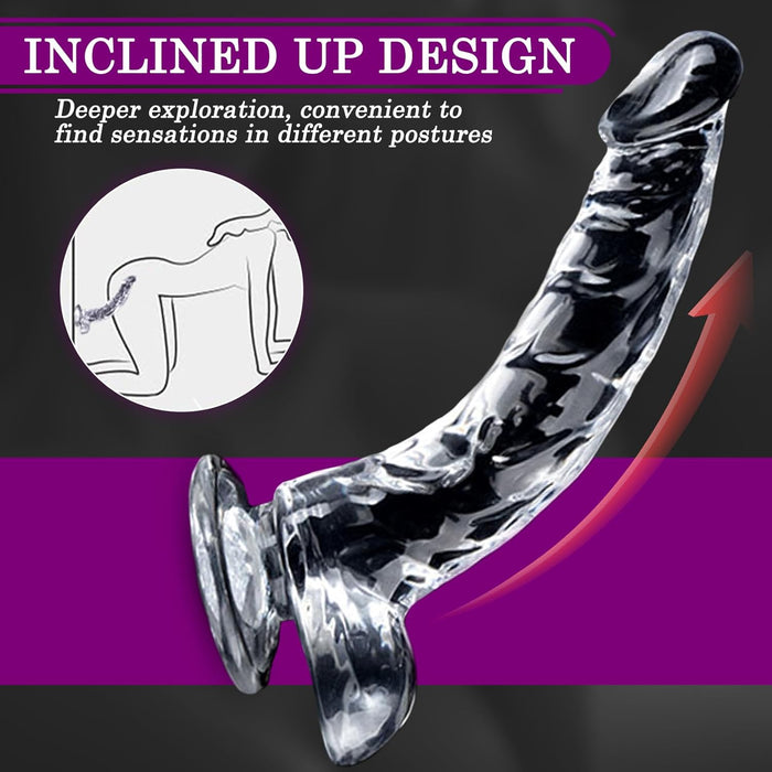 Ergonomiškas Lenktas Realistinis Dildo su Saugia Prisiurbimo Padas