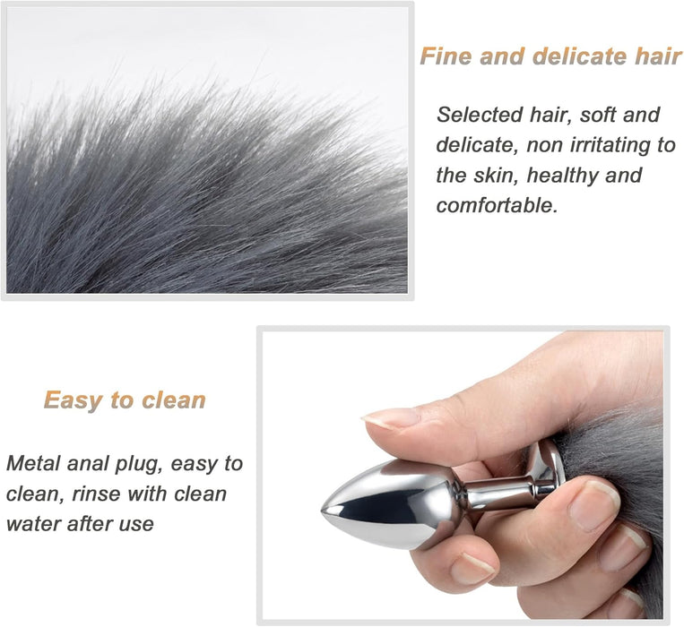 Elegant Stainless Steel Anal Plug with Fox Tail Cosplay