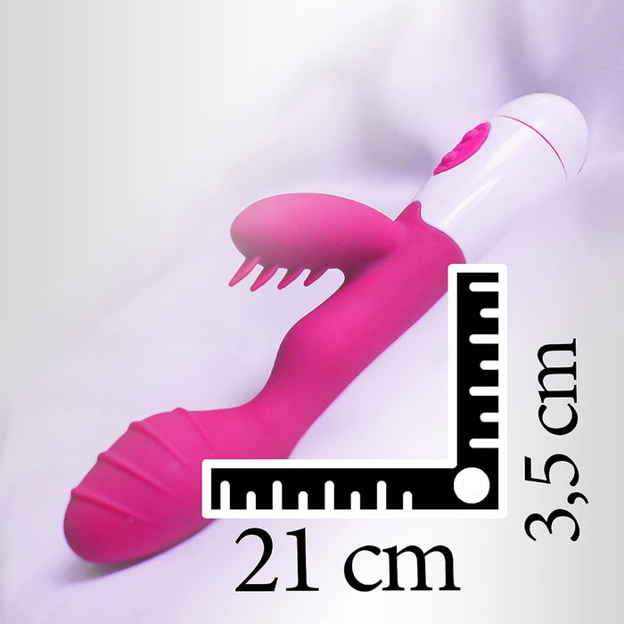 Rabbit Vibrator 21cm iš silikono su 30 vibracijos režimų ir stipria prisiurbimo baze