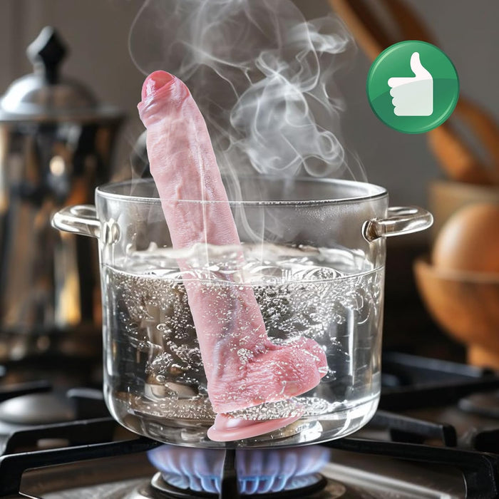 20 cm realistic slim dildo with uncut foreskin design and strong attachment base