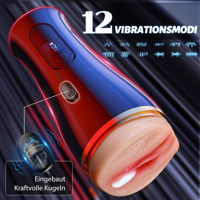 Elektrinis masturbatorius vyrams su 12 vibracijos režimų ir programėle valdymui