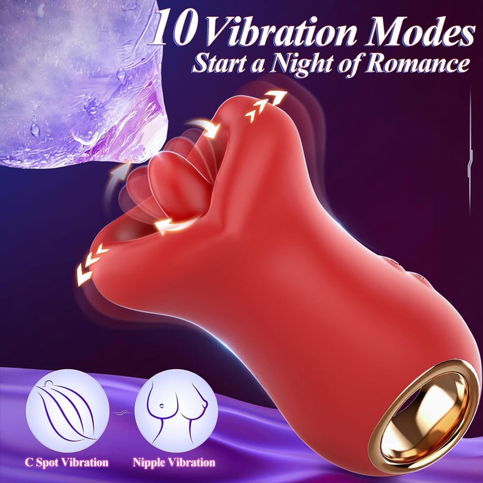 3-IN-1 Vibration Klitorio Stimuliatorius su Liežuvio Paskutinimu ir Siurbimo Funkcija