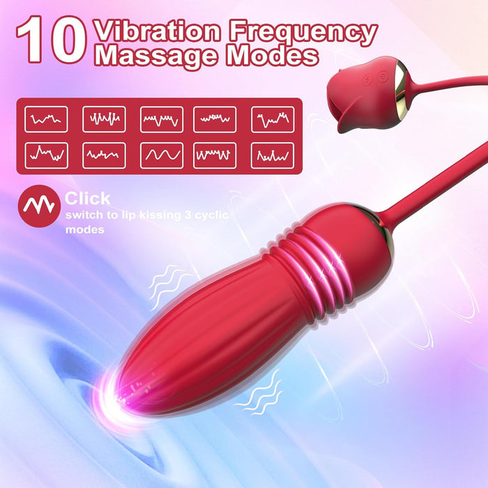 2-in-1 Enjoy Tongue Shape Vibrator with 10 Modes and 3 Kissing Functions
