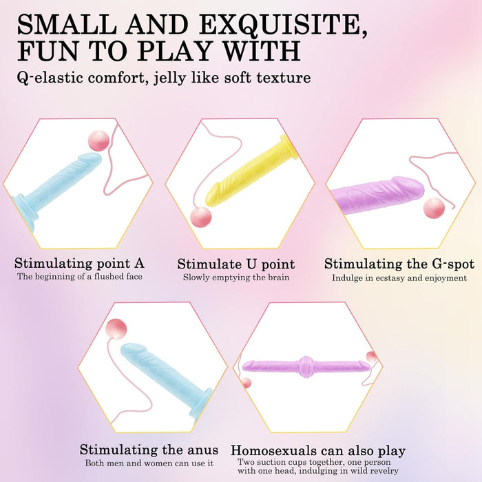 3 Mini Realistic Dildo Set with Safe Wall Screw