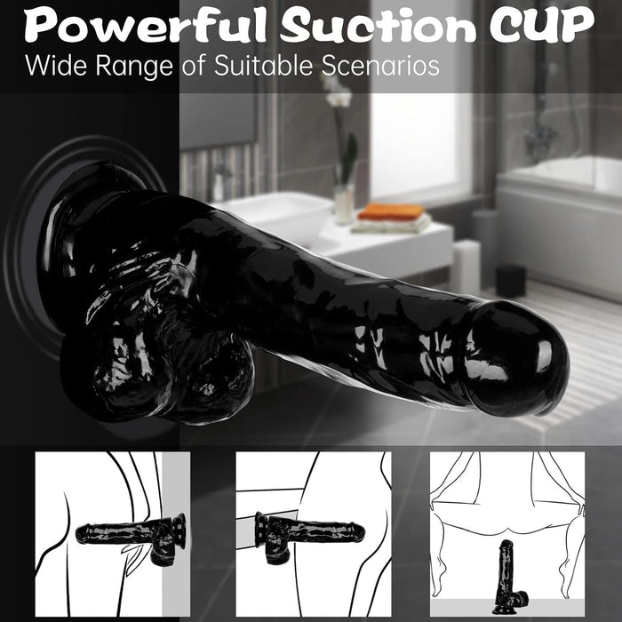 Realistic large dildo with strong attachment and soft clear gel