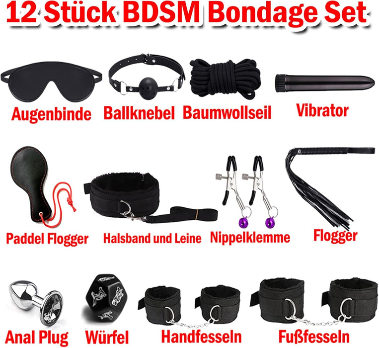 Išskirtinis BDSM rinkinys su vibratoriumi ir priedais poroms