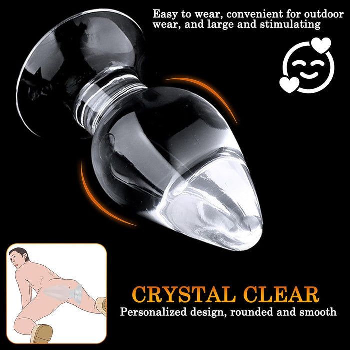 Extra didelis permatomas analinis kaištis su stipriu siurbtuku ir ergonominiu dizainu