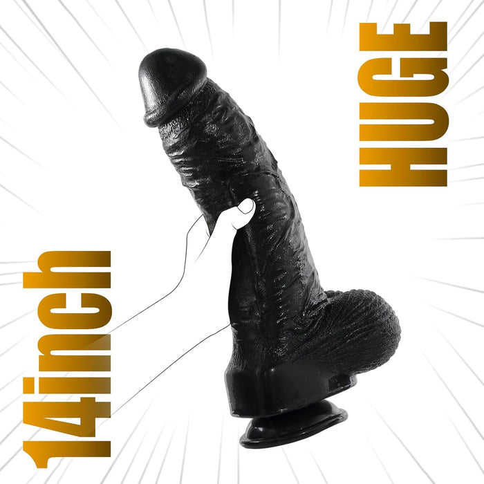 35 cm realistic large dildo with curved shaft and strong screw-on base