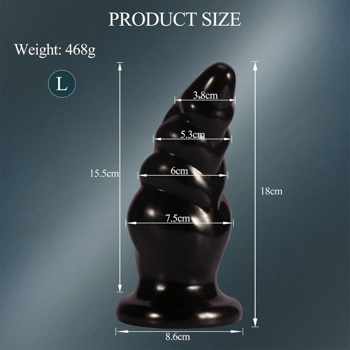 Ergonomically shaped large dildo with wavy structure and shock function