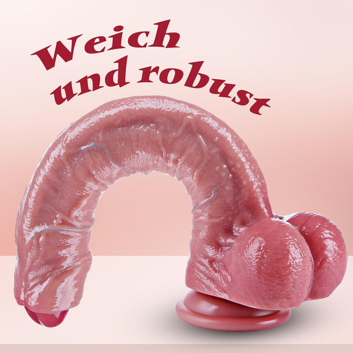 30 cm Realistic Dildo with Moving Foreskin Cover and Strong Protective Sole