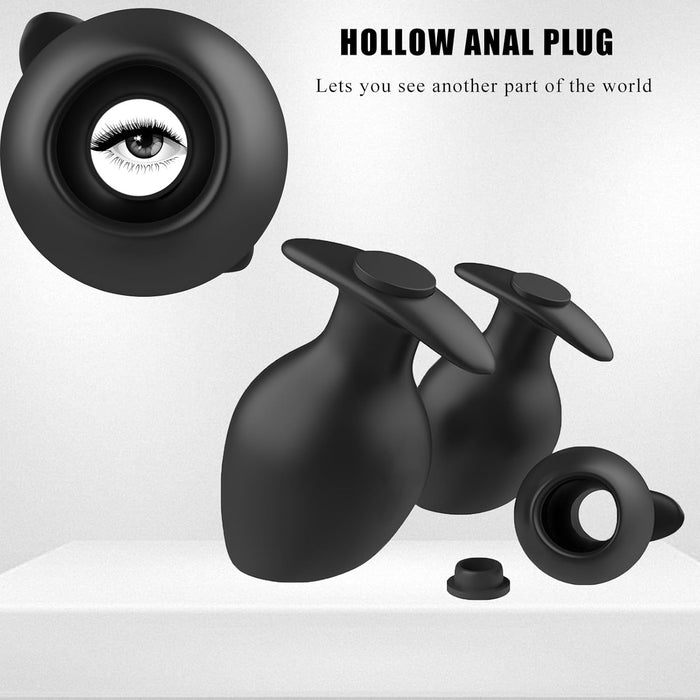 Silikoninis tuščiaviduris analinis kaištis su anti-pratekėjimo funkcija, skirtas BDSM ir fisting žaidimams