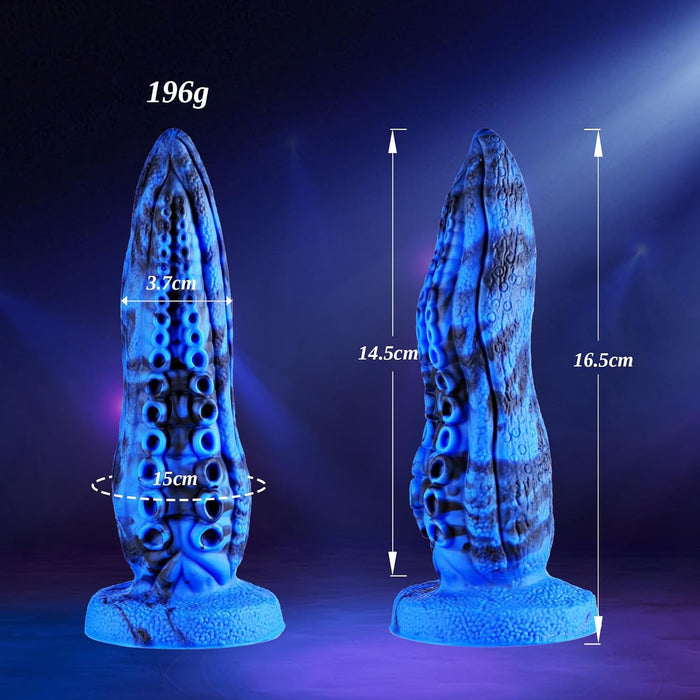Cute little 15 x 4 cm blue excitement tentacle with strong suction cup attachment