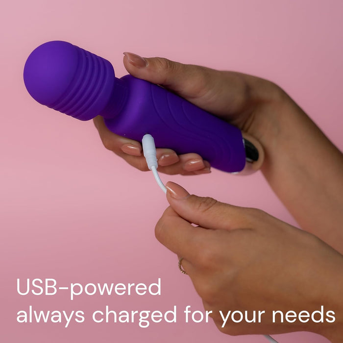 Violetinis masažo lazdelės vibratorius moterims su 20 vibracijos režimų