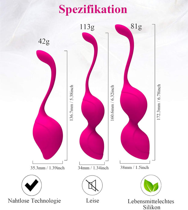 Liebeskugeln Pelkenbodentraining – Medizinische Silikon Kegel Balls 3er Set