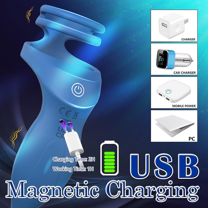 Dviviečių varikliukų vibratorius su penio žiedu ir analiniu kaiščiu – 10 vibracijos režimų vyrams ir poroms