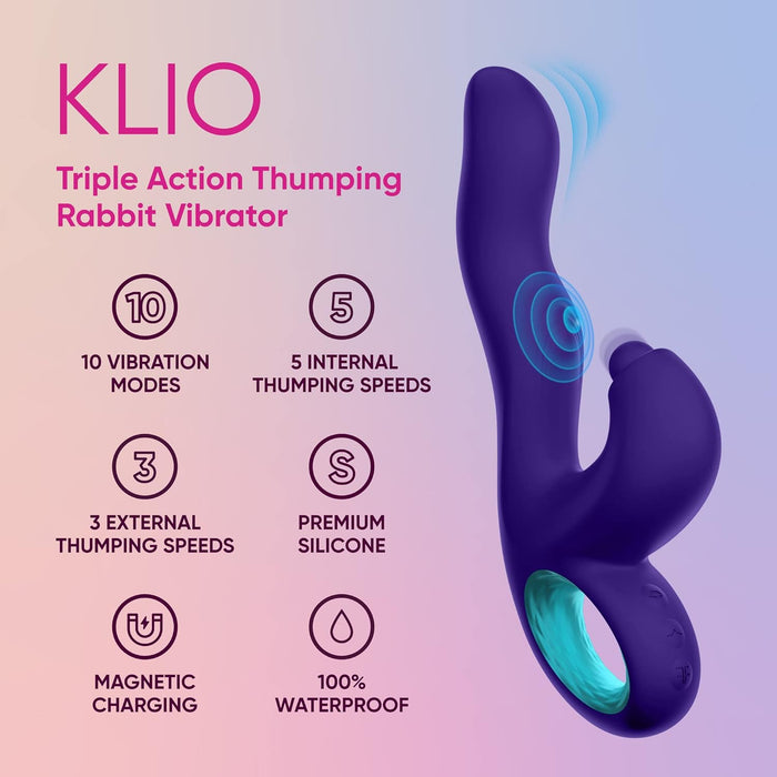 Klio Dark Purple Erotic Massager Equipment with 5 Dedicated Intensity Levels