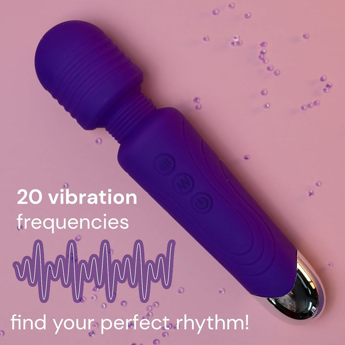 Violetinis masažo lazdelės vibratorius moterims su 20 vibracijos režimų