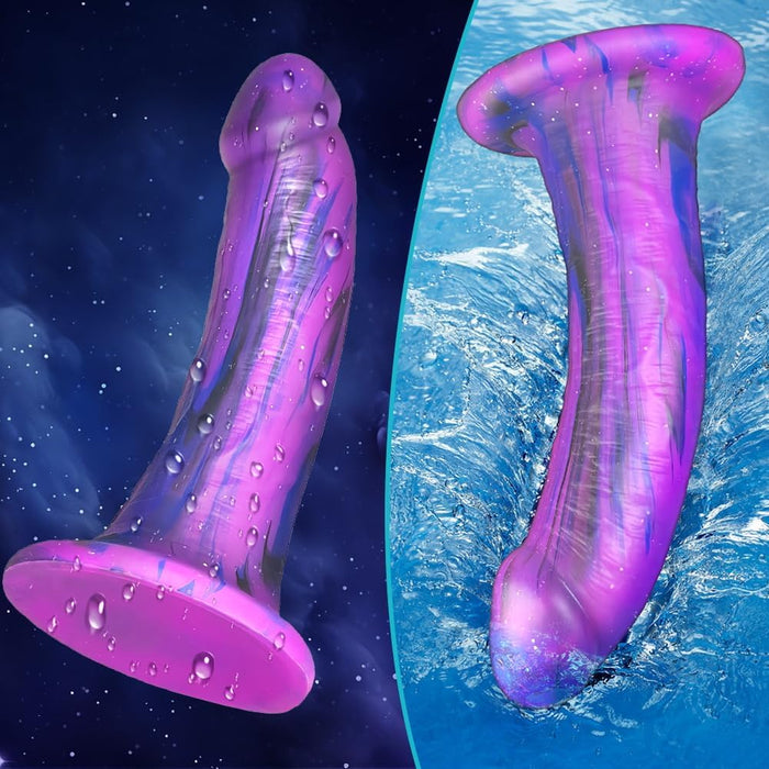 Flexible soft silicone dildo with realistic design and strong attachment base