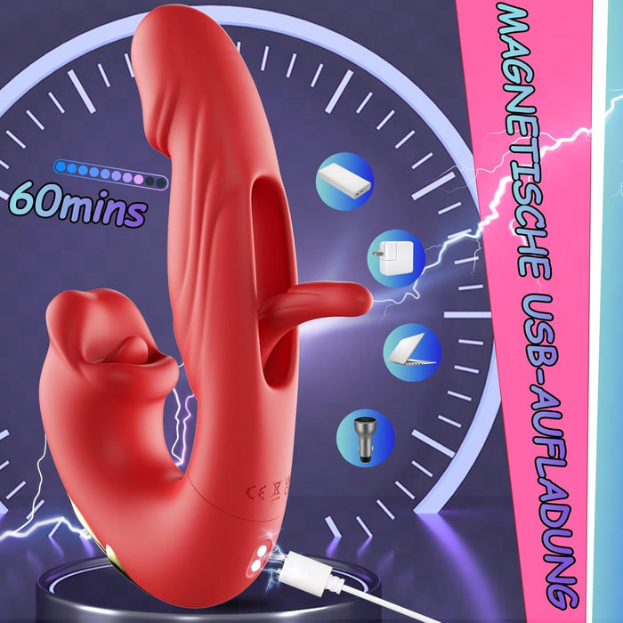 3-in-1 Dildo Vibrator moterims su G taško ir klitorio stimuliacija, 10 vibracijos bei 10 ritmų