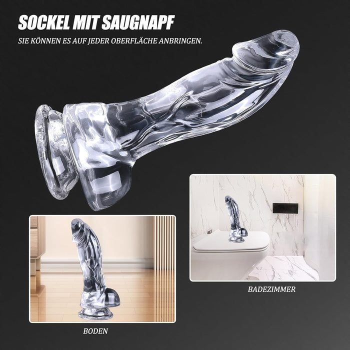 Realistic XXL dildo with strong suction base and curved design