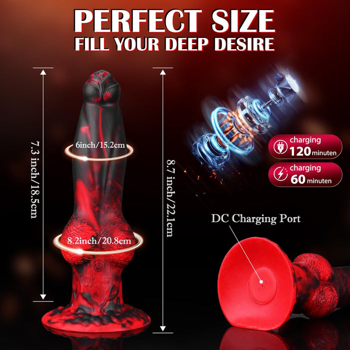 Erotinis Dildo su 7 Vibracijos ir Smūgių Režimais bei Stipria Prisiurbimo Panele