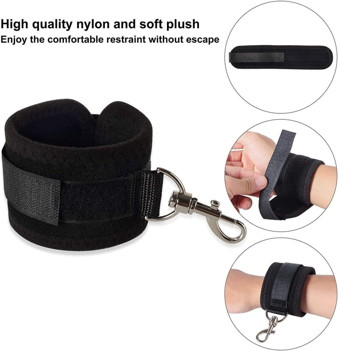 Universal BDSM bed hand and foot cuffs with soft padding and adjustable straps