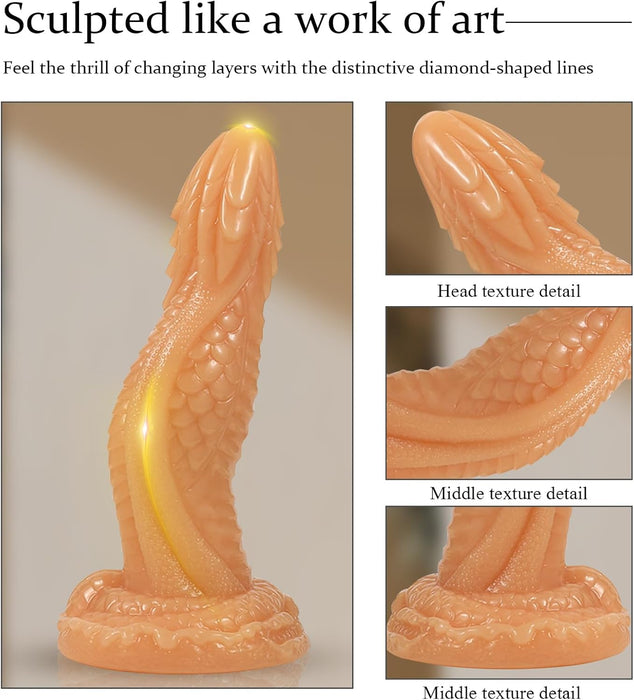 Dildo Dragon su stipriu siurbtuku ir unikaliu drakono odos dizainu