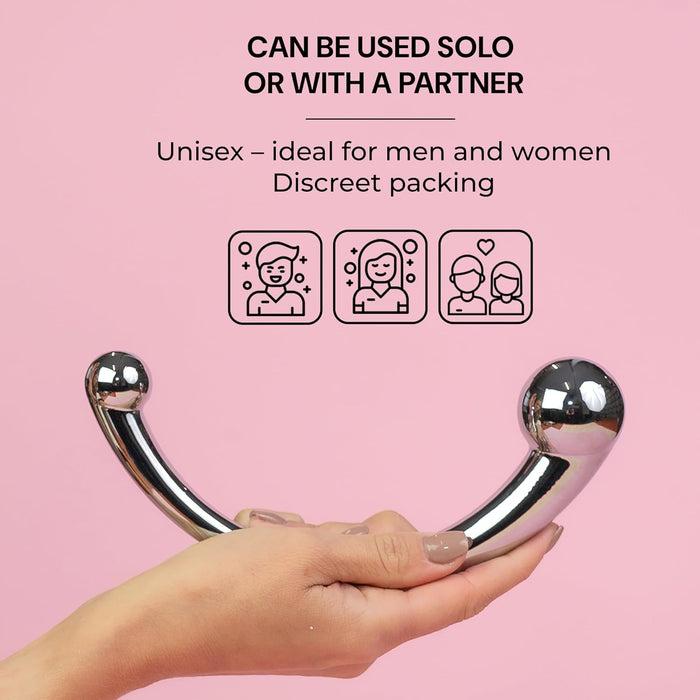 Stainless steel double dildo – 20 cm long, 2.4–3.9 cm in diameter