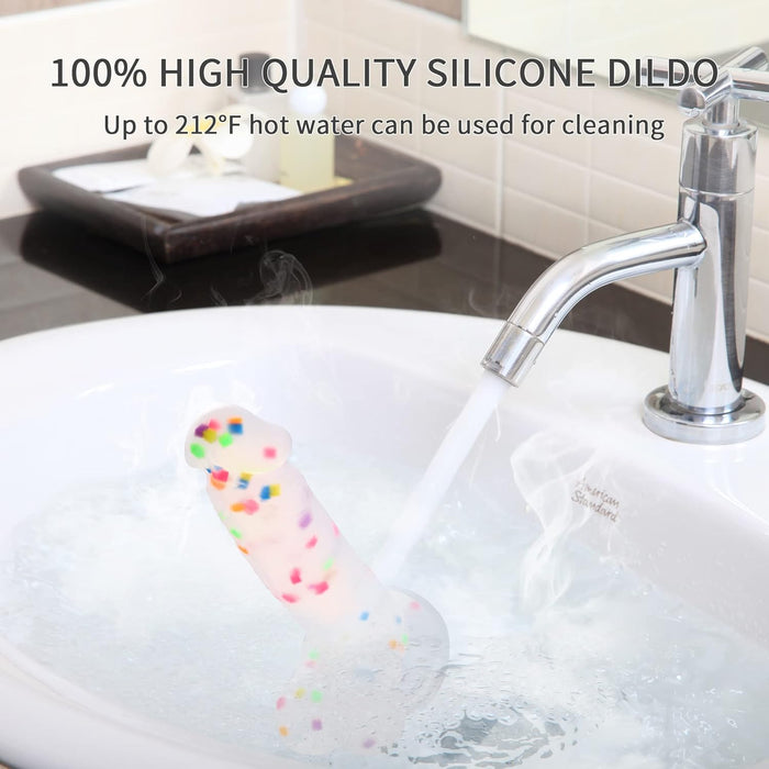 16.5 cm Skaidrus Silikoninis Dildo su Flared Pagrindu ir Siurbtuku