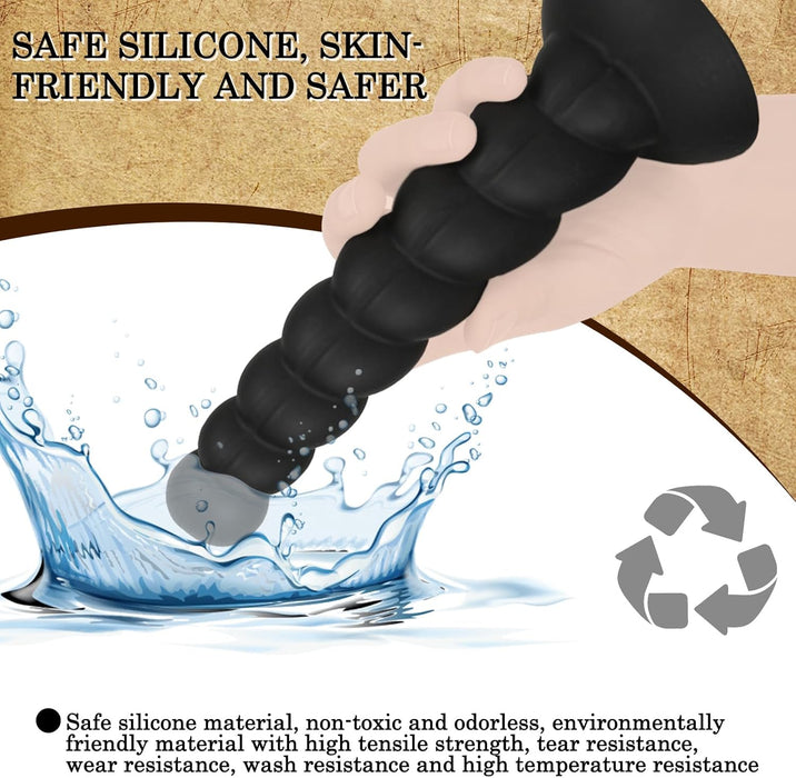 Ergonomic spiral design anal dildo with strong valve for hands-free use