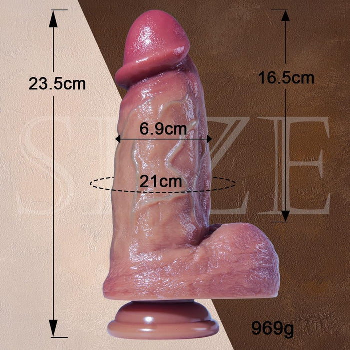 23.5 cm Realistic XL Silicone Dildo with Strong Grip Base
