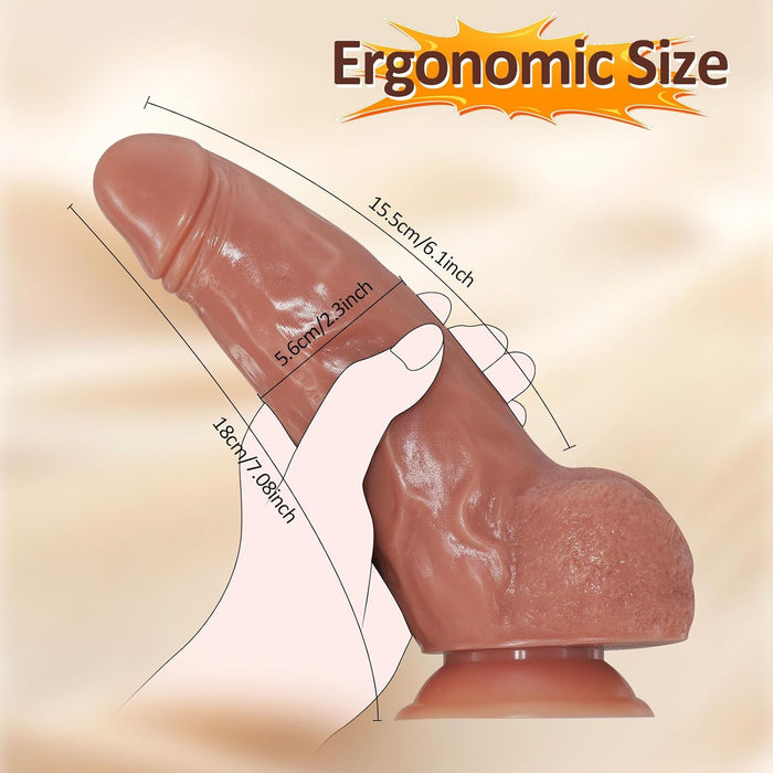 18 cm Curved Realistic Dildo with Soft Suction Cup