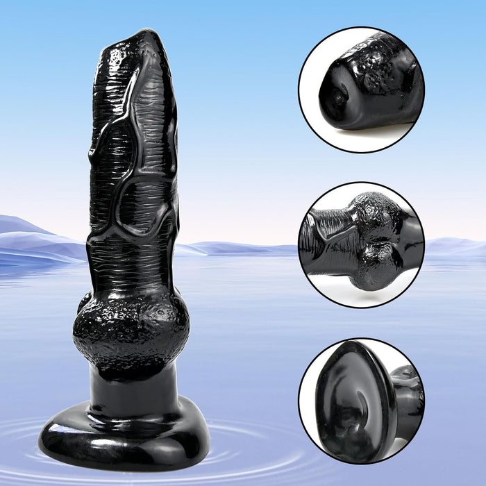 Realistic G-Spot Dildo – Large 20 cm Wolf Shape Black Toy