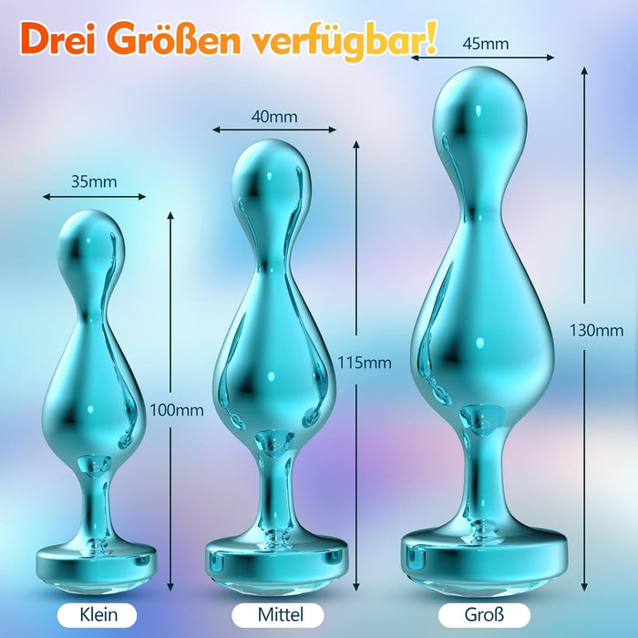 Elegantiški 3 dalių metaliniai analiniai kaiščiai su deimanto pagrindu