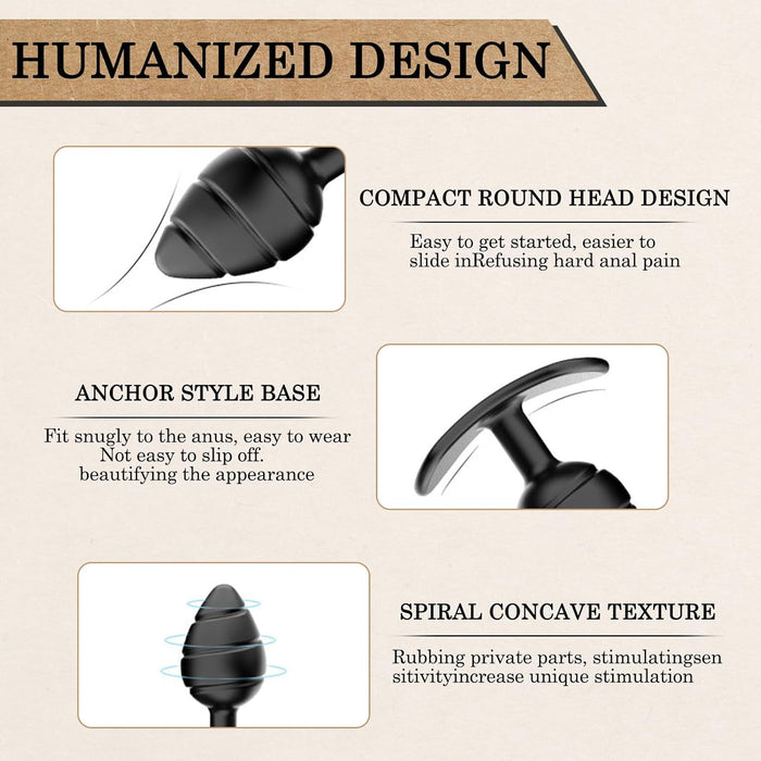 3 dalių analinių kaiščių rinkinys su spiralės forma ir dideliu ankeriu