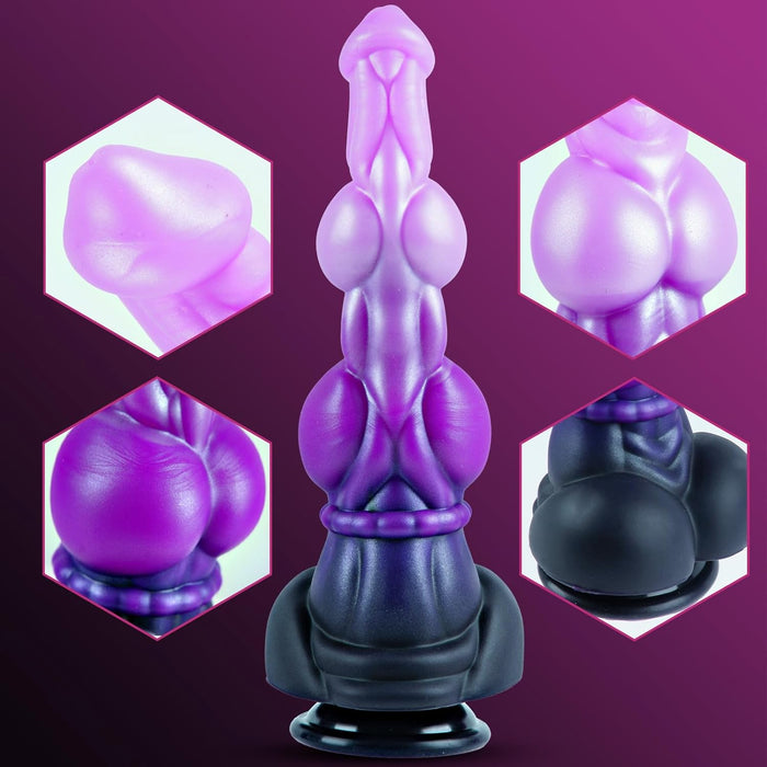 2.4 inch silicone double constriction fantasy toy with strong attachment base