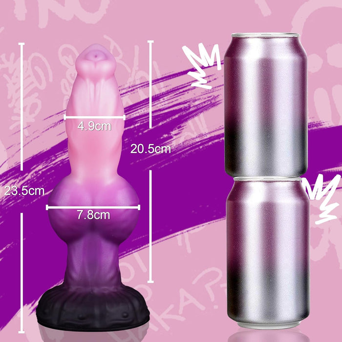 Thick animal dildo with 7.8 cm knot and suction cup - ultra soft silicone