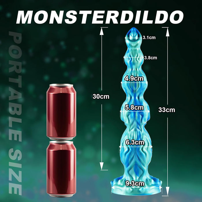 33 cm XXL Large Fantasy Monster Knot Horse Dildo with Long Connecting Suction Pad